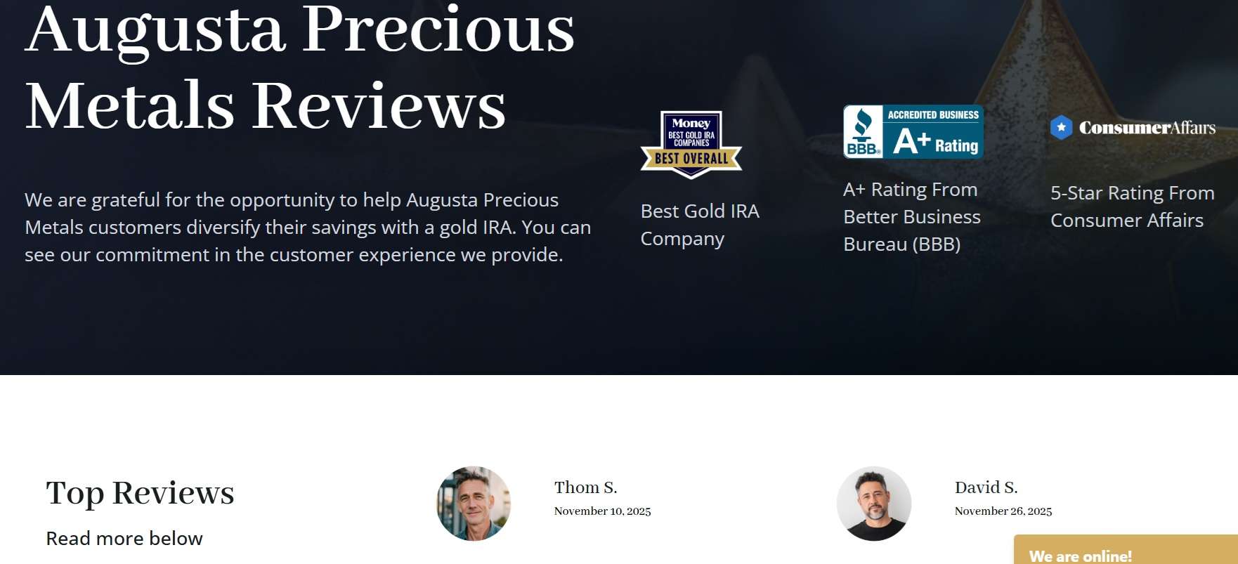 Augusta Precious Metals Customer Reviews