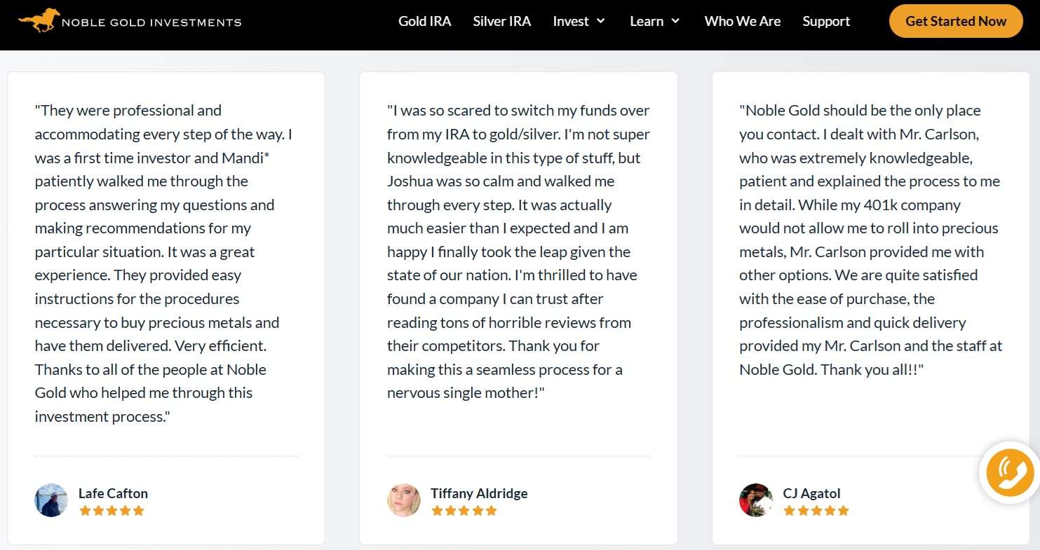 Noble Gold Investments Customer Reviews